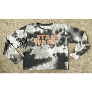 Star Wars Long Sleeve Crop Top T-Shirt Womens Large Black White Gray Camo Style